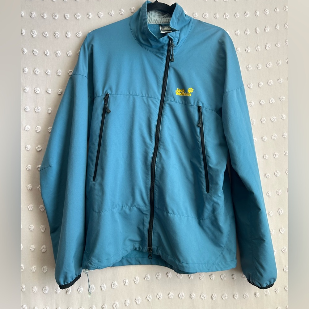 Jack Wolfskin‎ Men’s Full Zip Hooded Soft Shell Jacket Sz L Blue